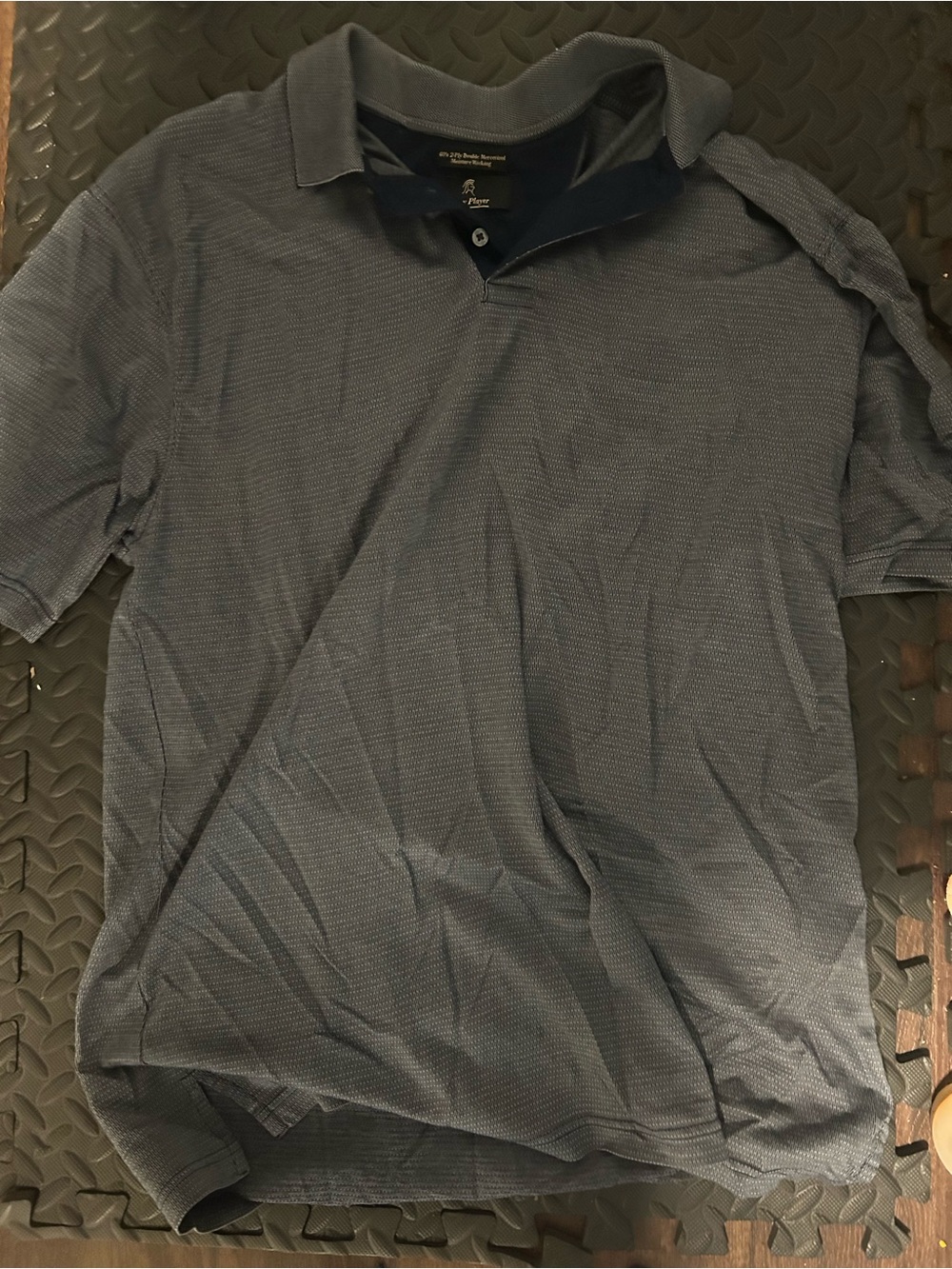 Gary player Navy Micro-Pattern Short Sleeve Polo
